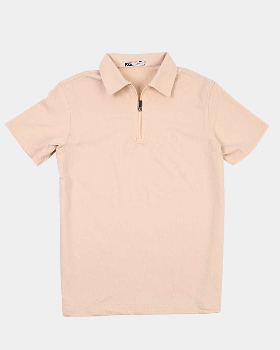 Premium beige Zipper Polo Shirt