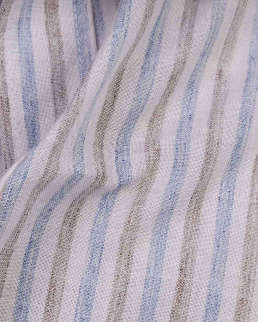 Grey & Sky Striped Short Sleeve Shirt