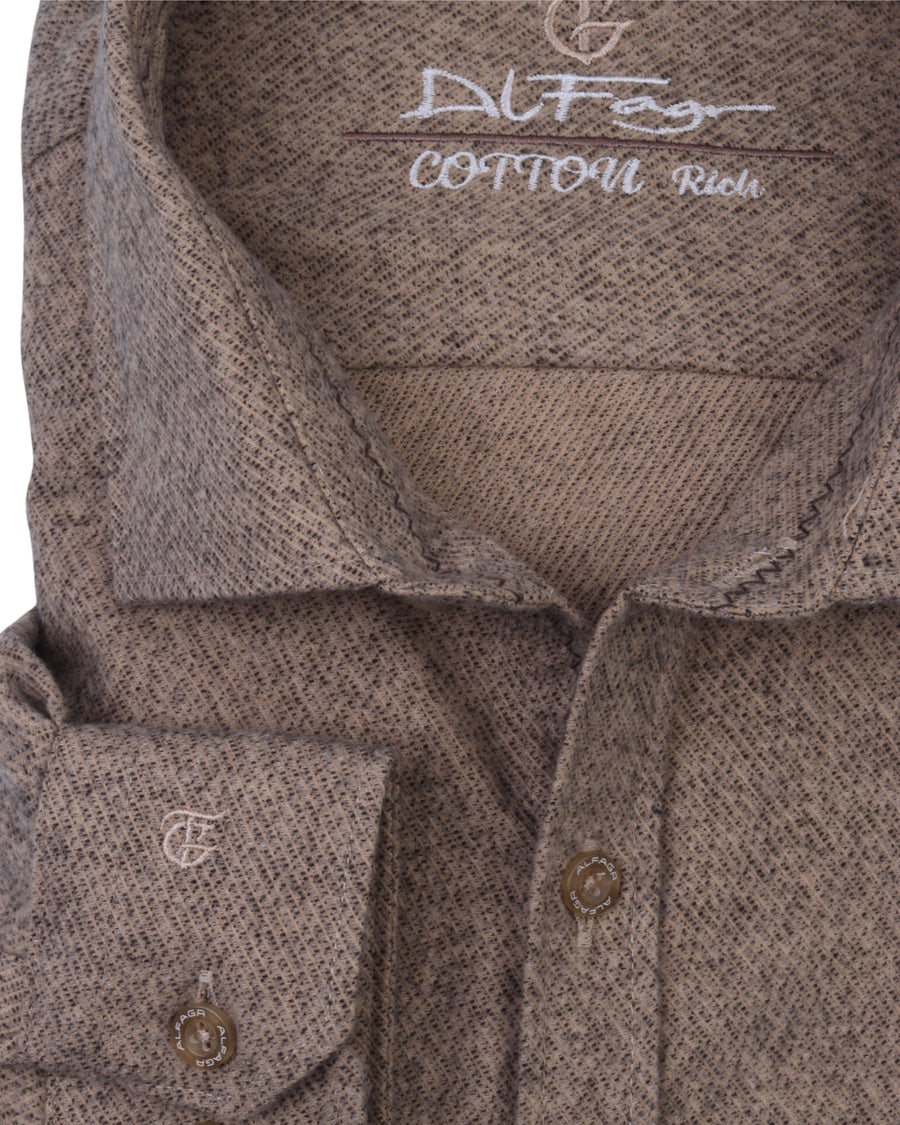 White Brown Wool Shirt - BigSize