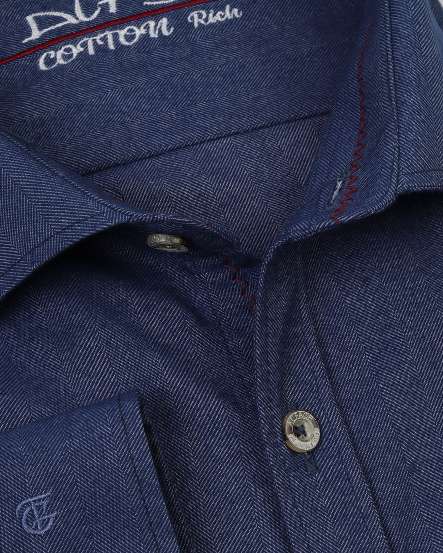 Dark Navy Wool Shirt - Big Size