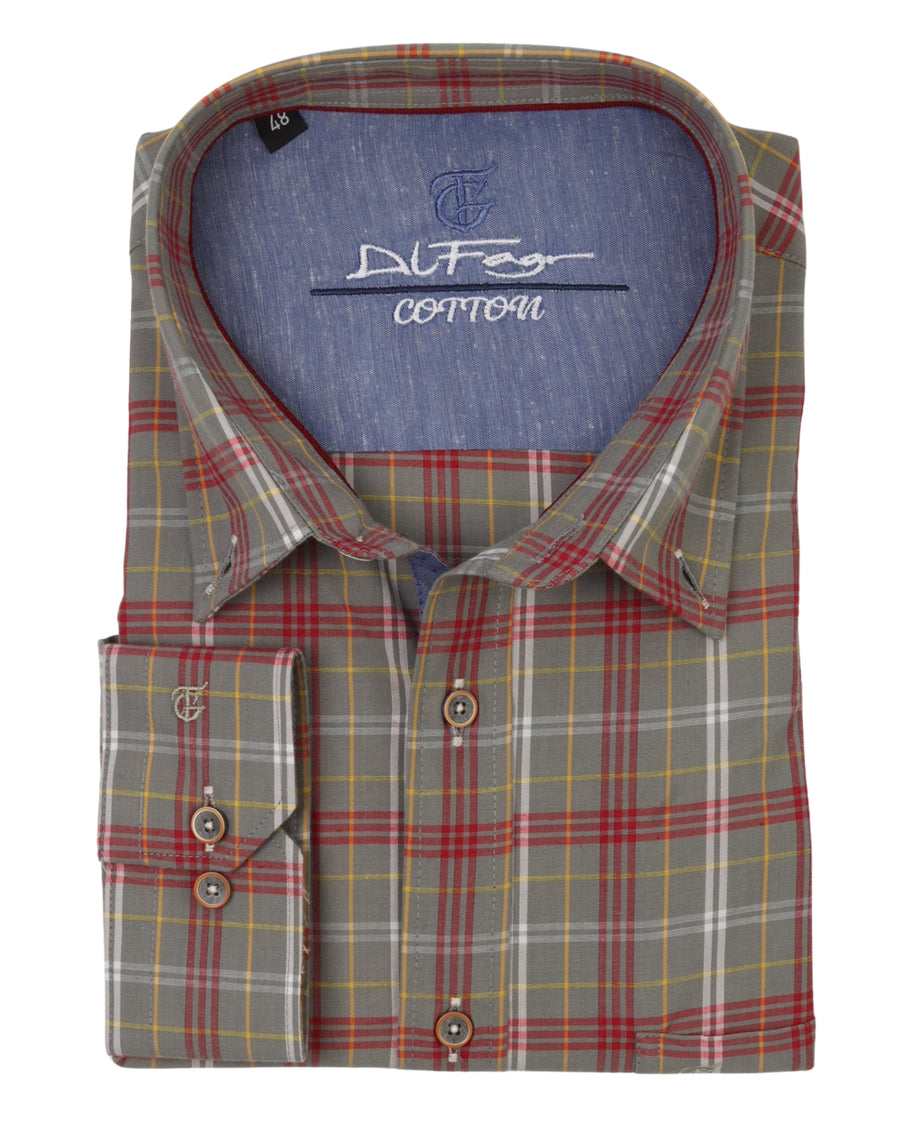 Maroon Long Sleeve Shirt Pure Cotton - BigSize