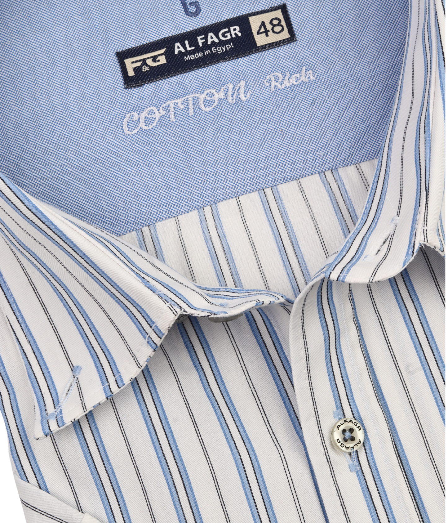 Classic Sky Blue Striped Cotton Shirt for Men - Big Size