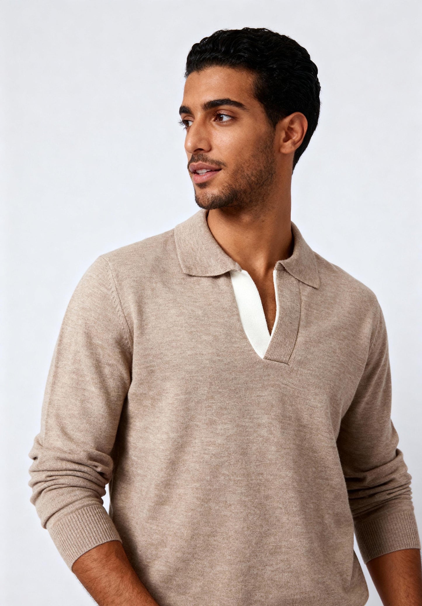 Beige Polo Neck Trico