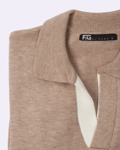 Beige Polo Neck Trico