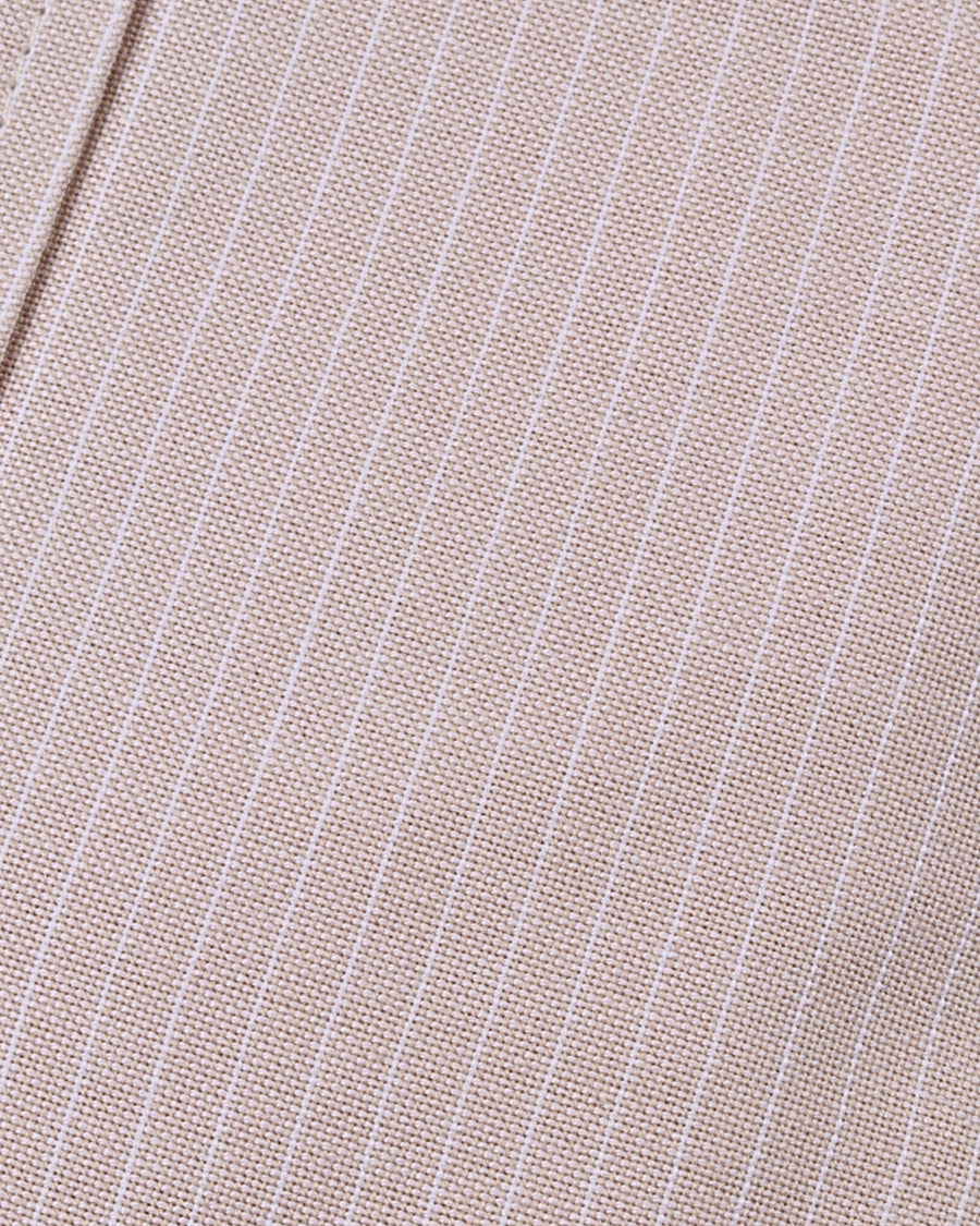 Warm Beige Pinstripe Cotton Long Sleeve Shirt