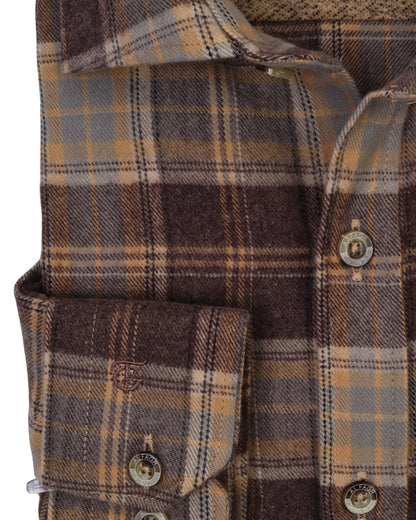Brown Plaid Wool Shirt - Big Size
