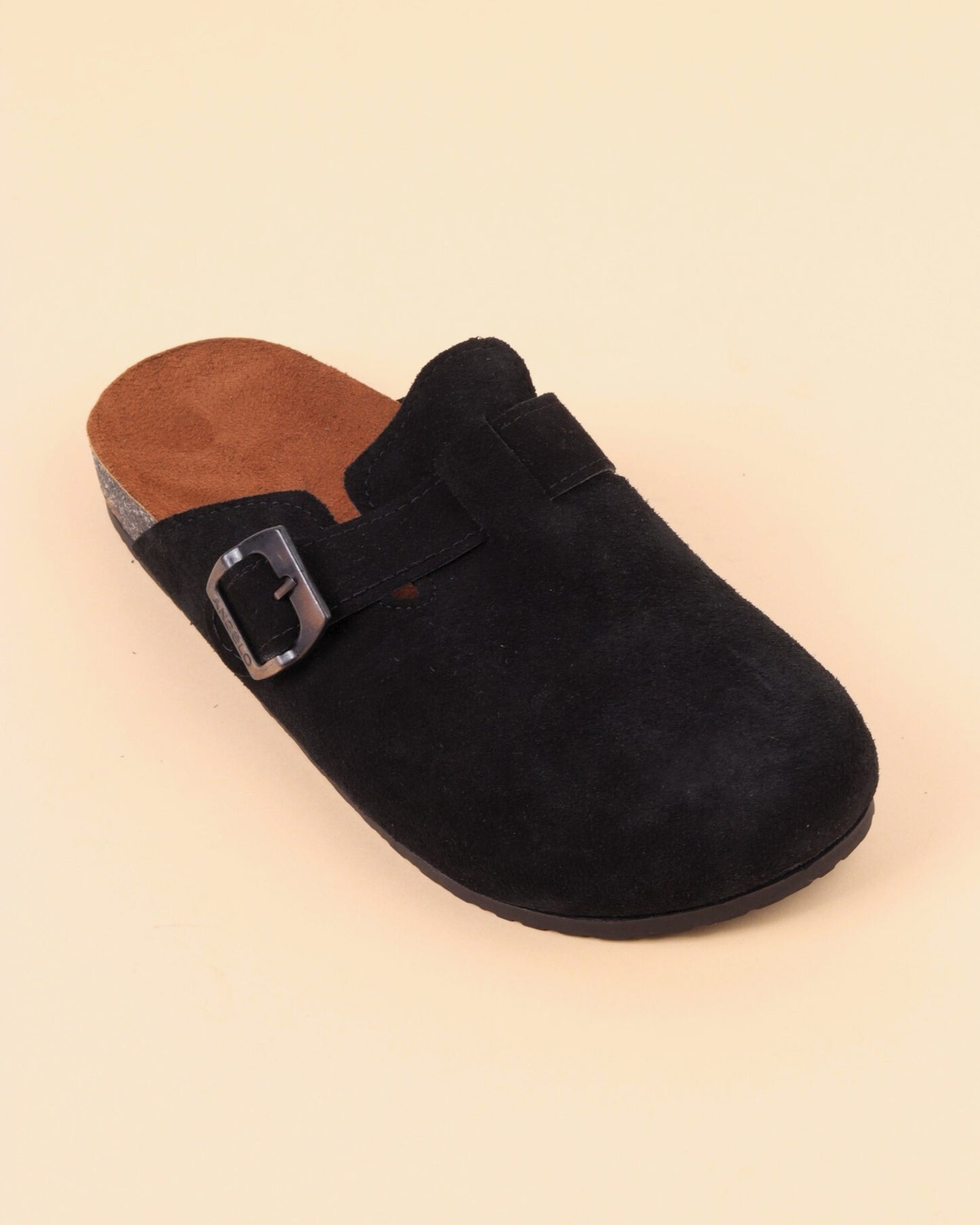 Men’s Black Suede Buckle Slippers – Comfortable Casual Style