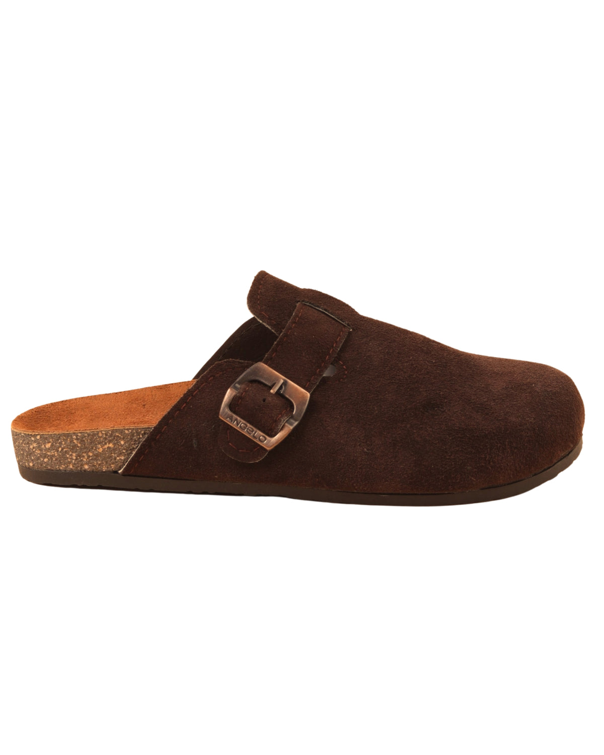 Men’s Brown Suede Buckle Slippers – Comfortable Casual Style