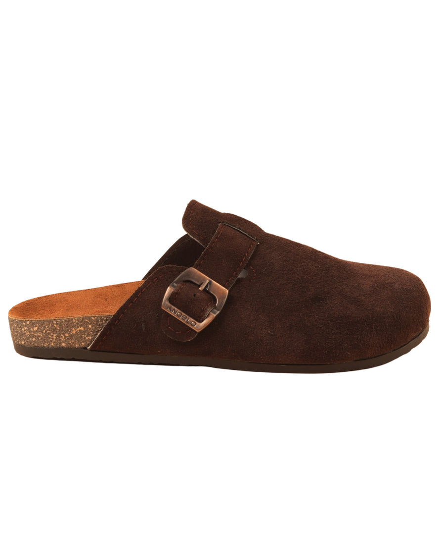 Men’s Brown Suede Buckle Slippers – Comfortable Casual Style