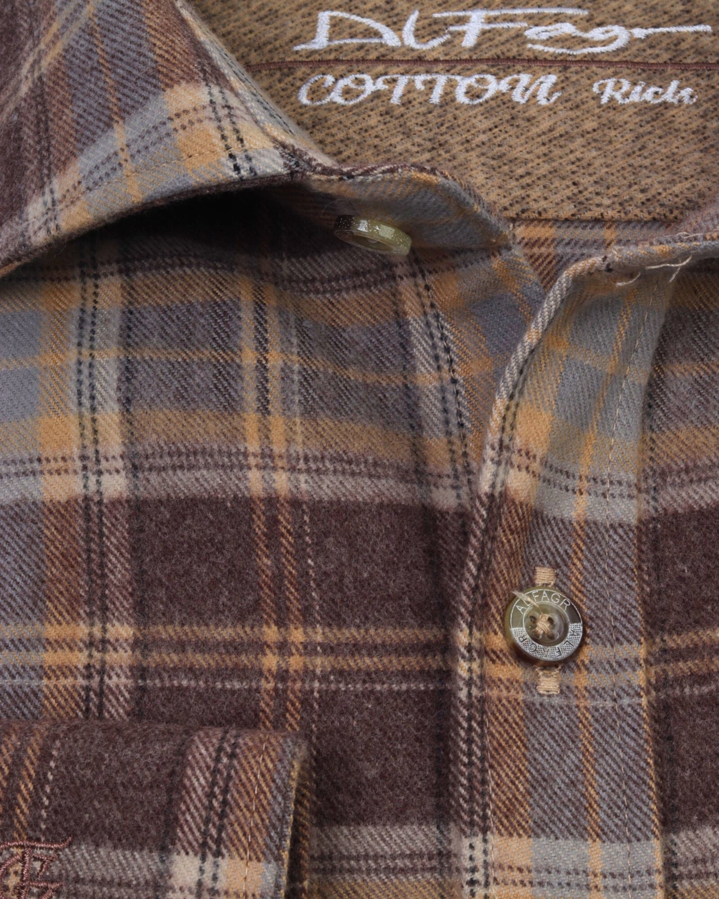 Brown Plaid Wool Shirt - Big Size