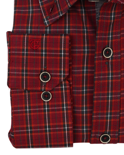 DarkRed Long Sleeve Shirt Pure Cotton - BigSize