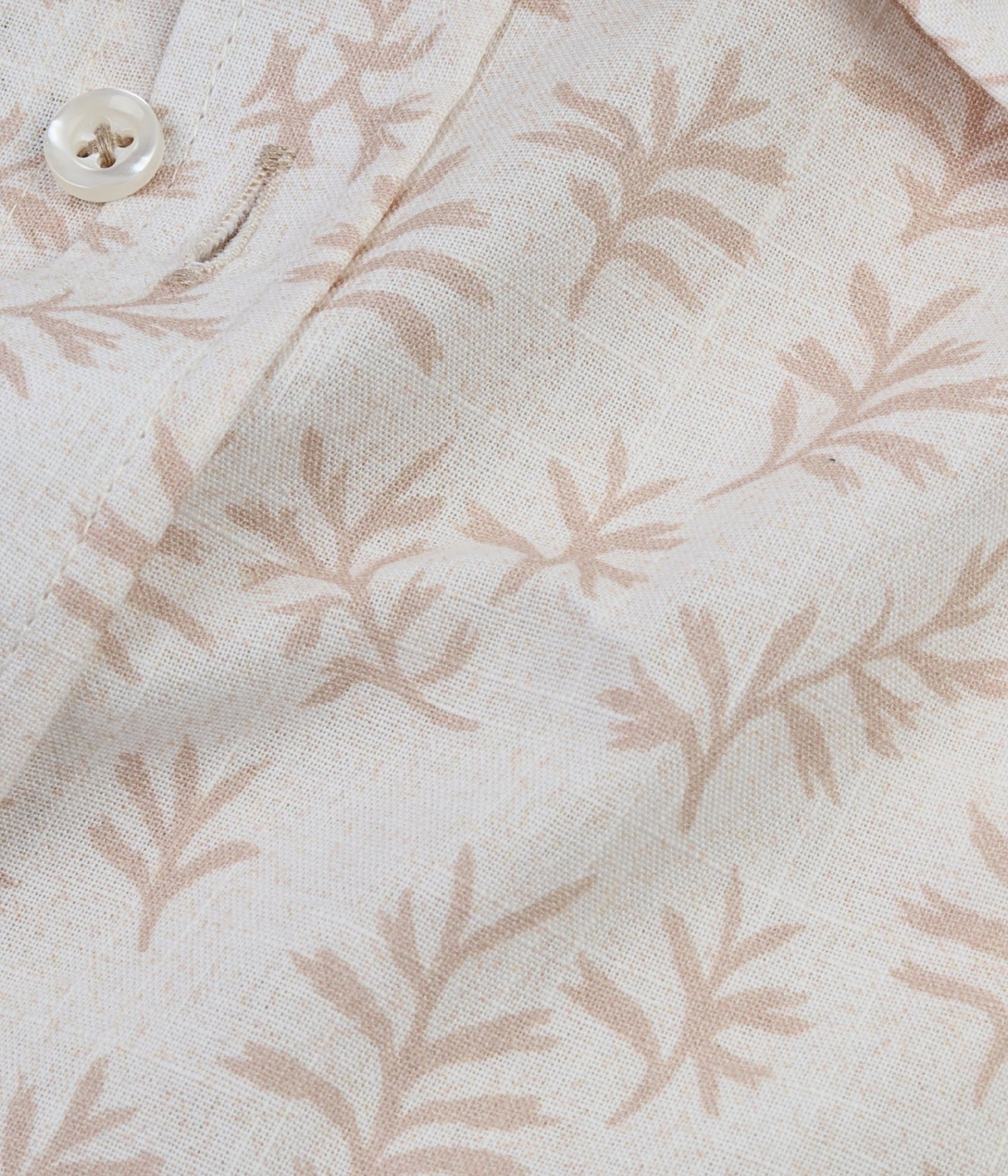 ALFAGR Signature 100% Cotton Beige Botanical Print short Sleeve Shirt