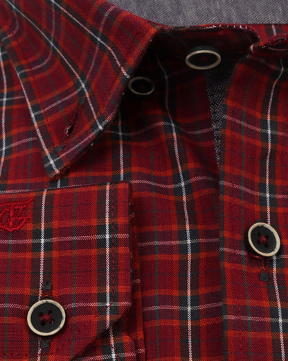 DarkRed Long Sleeve Shirt Pure Cotton - BigSize