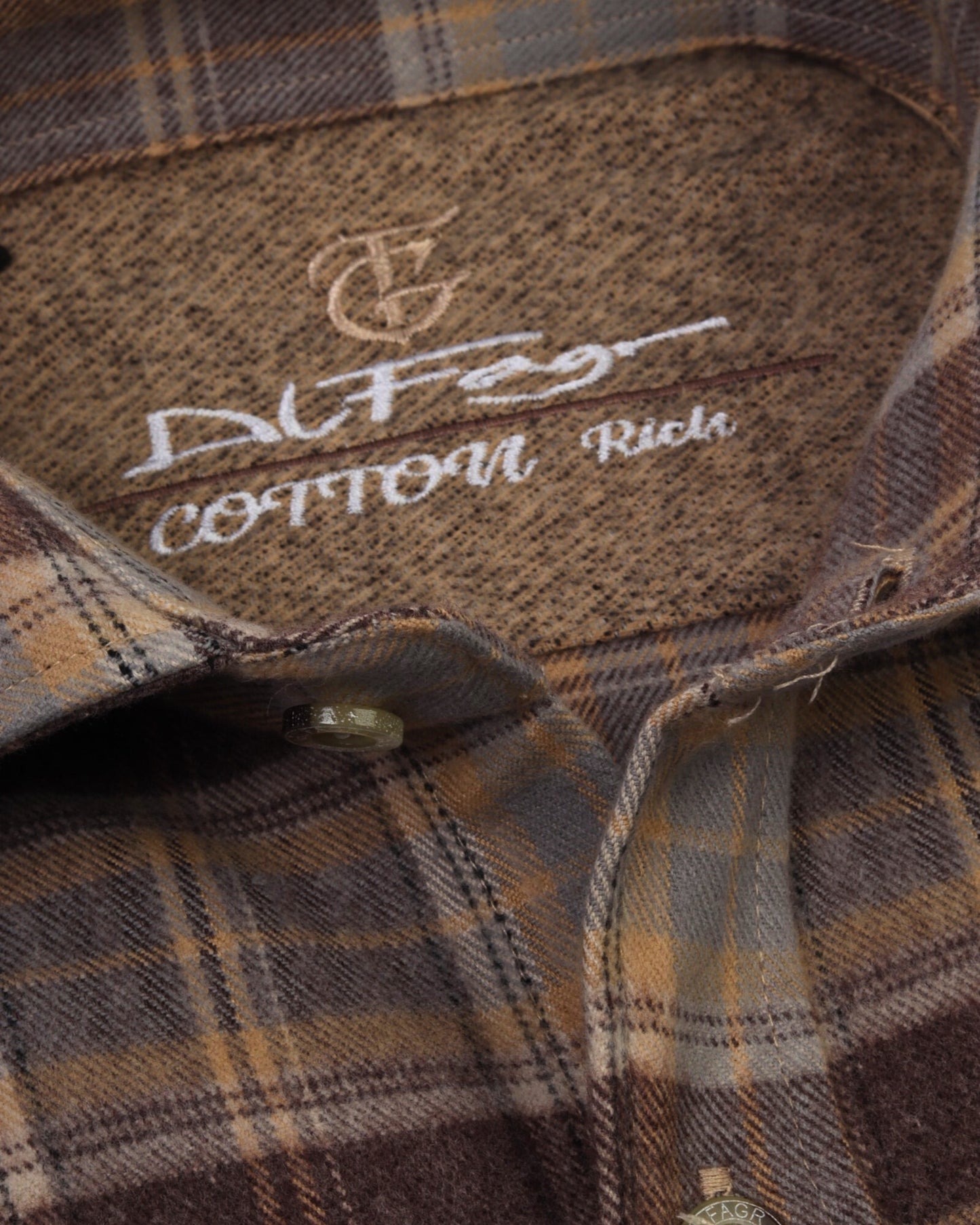 Brown Plaid Wool Shirt - Big Size