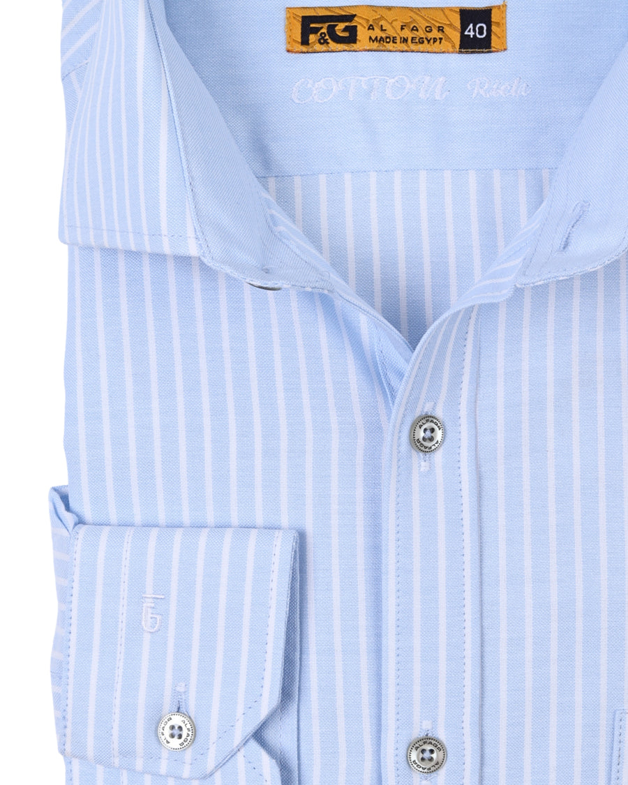 Light Blue Pinstripe Cotton Long Sleeve Shirt