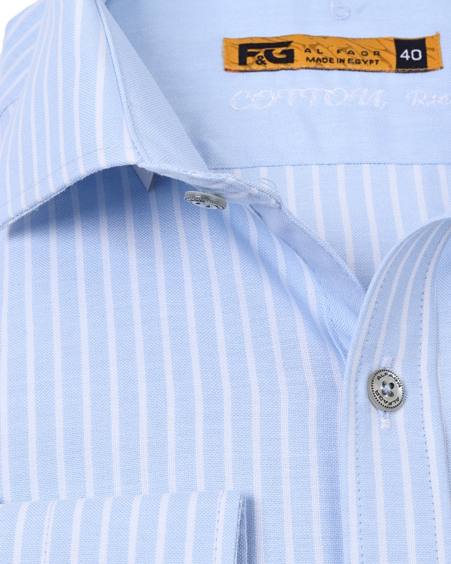 Light Blue Pinstripe Cotton Long Sleeve Shirt