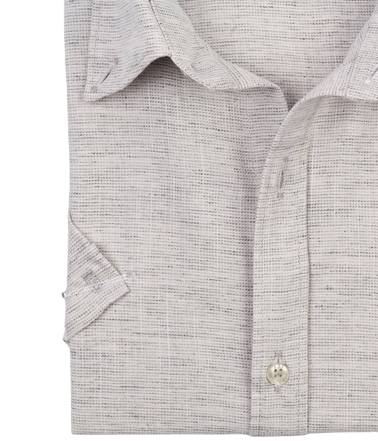 ALFAGR Signature 100% Cotton Light Silver Textured Half Sleeve Shirt