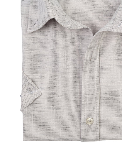 ALFAGR Signature 100% Cotton Light Silver Textured Half Sleeve Shirt