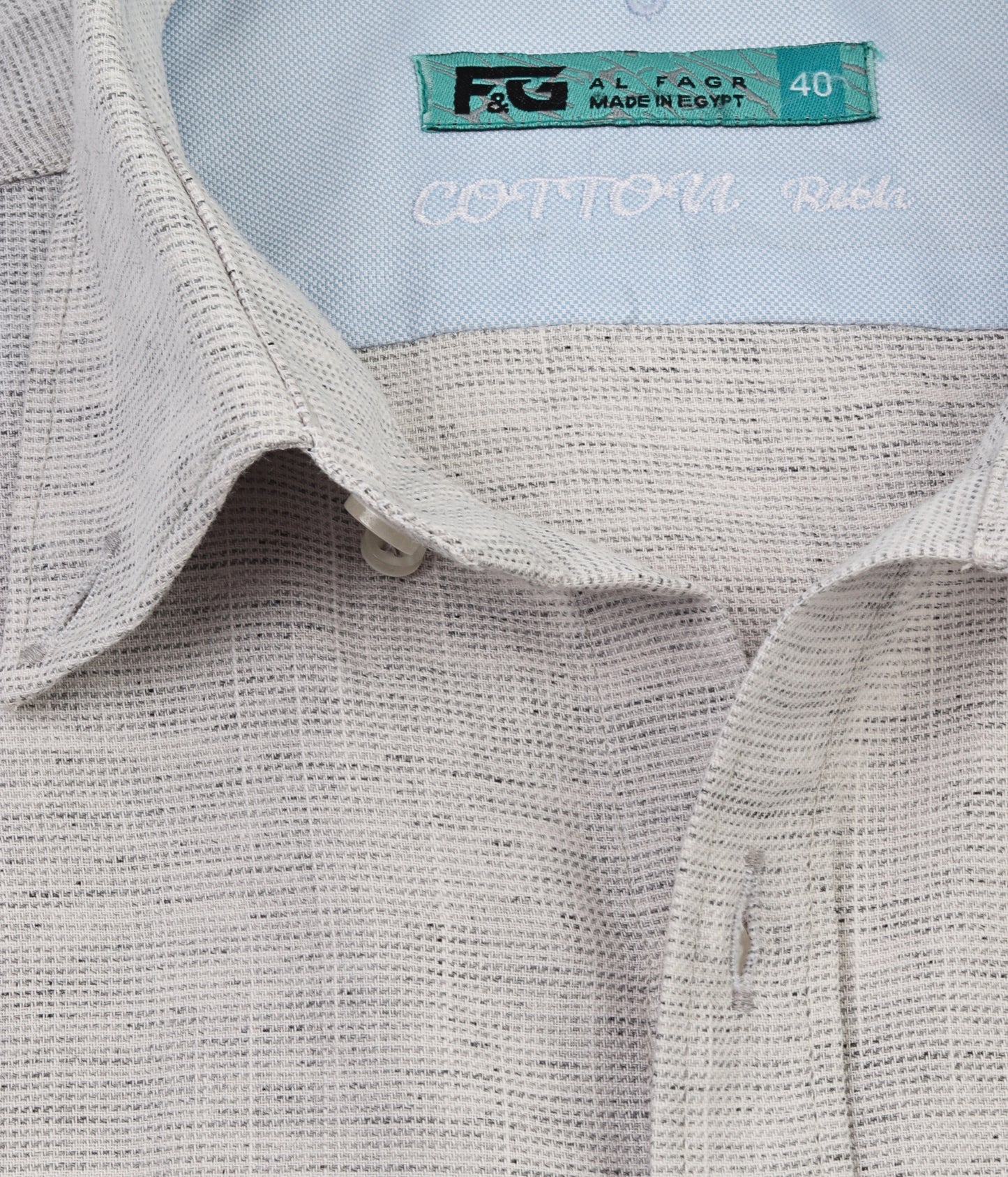 ALFAGR Signature 100% Cotton Light Silver Textured Half Sleeve Shirt