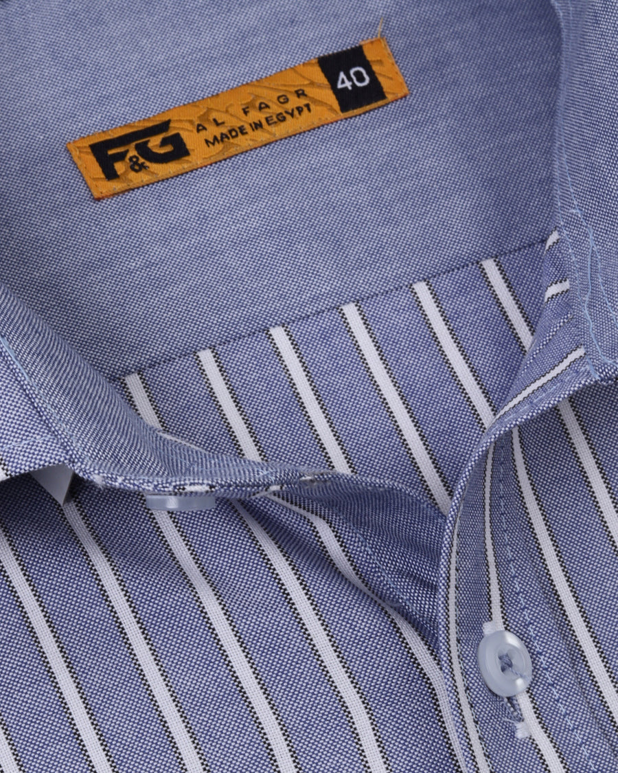 Light Blue Pinstripe Cotton Long Sleeve Shirt