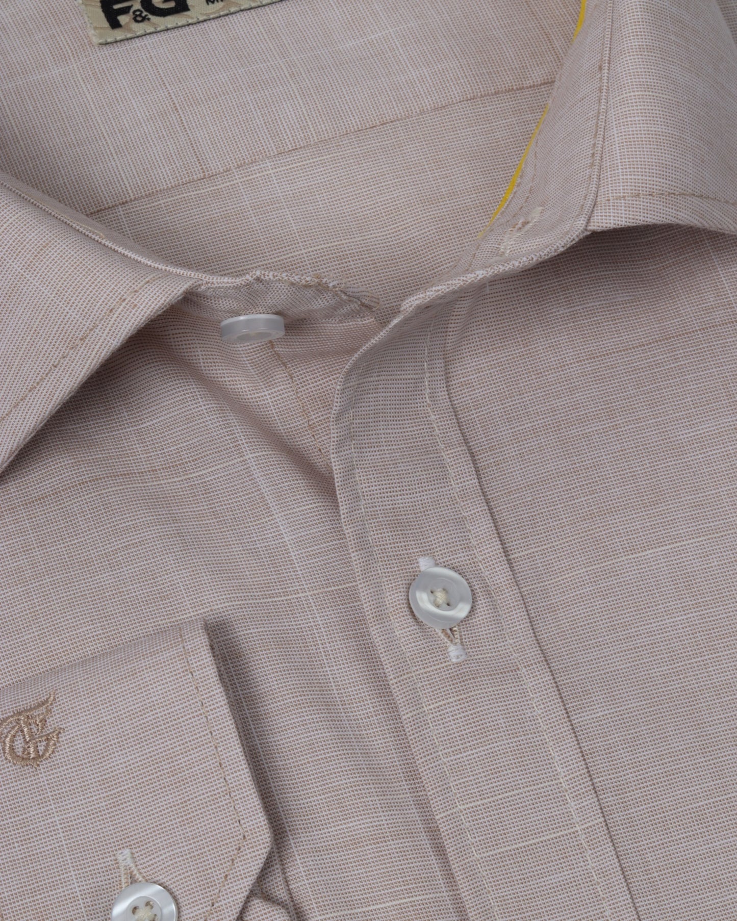 Beige Pure cotton plain weave fabric