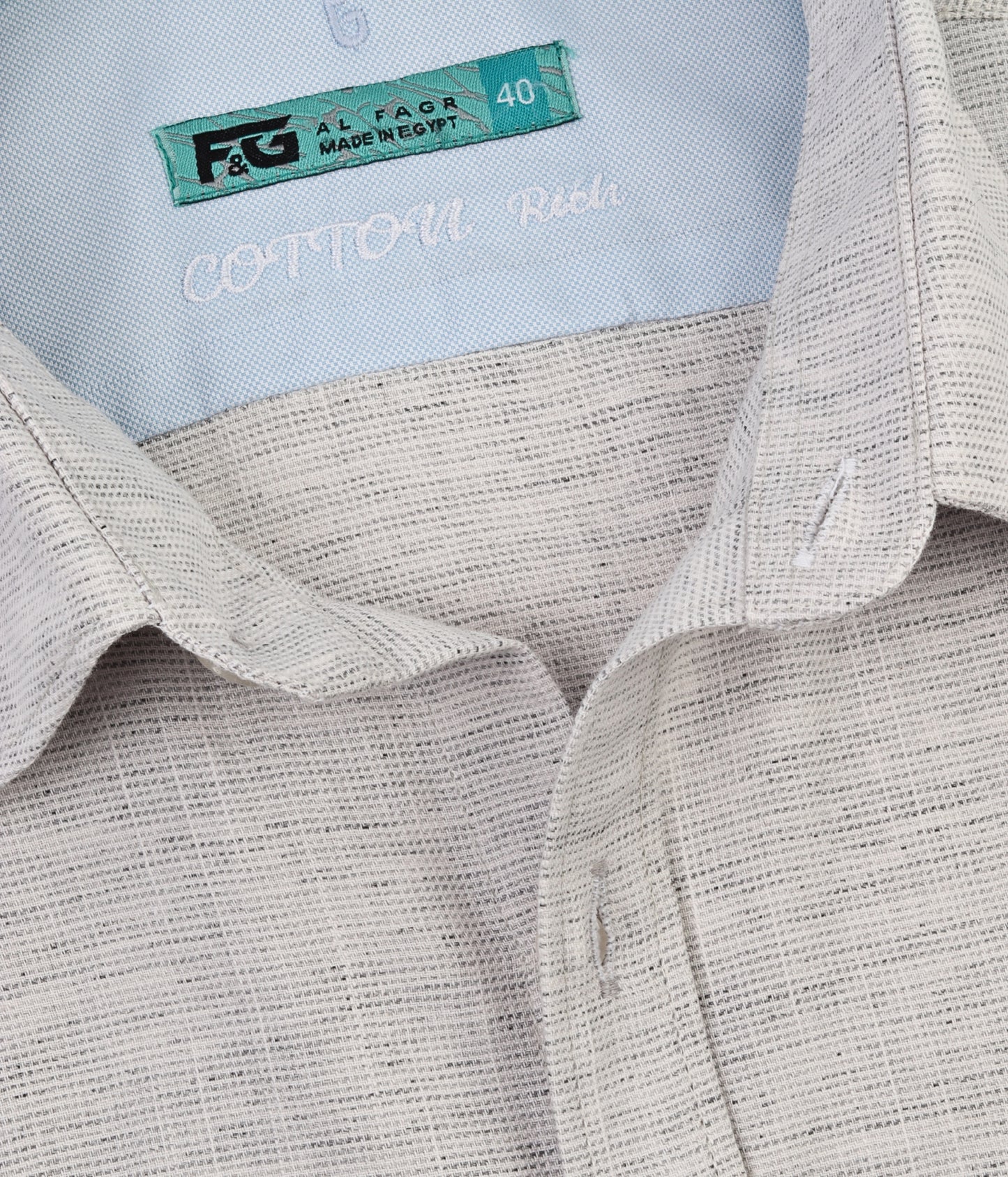 ALFAGR Signature 100% Cotton Light Silver Textured Half Sleeve Shirt