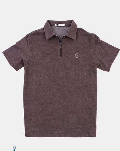 Premium beige Zipper Polo Shirt