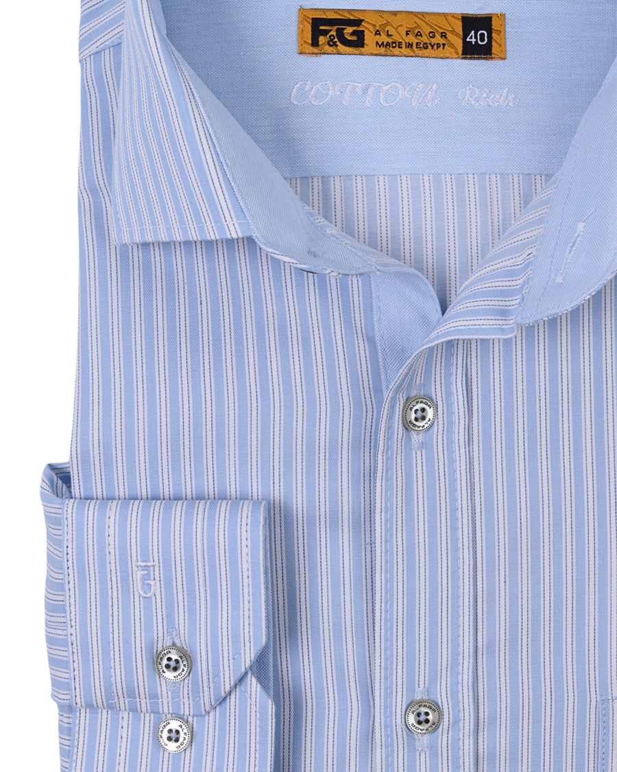 Light Blue Pinstripe Cotton Long Sleeve Shirt
