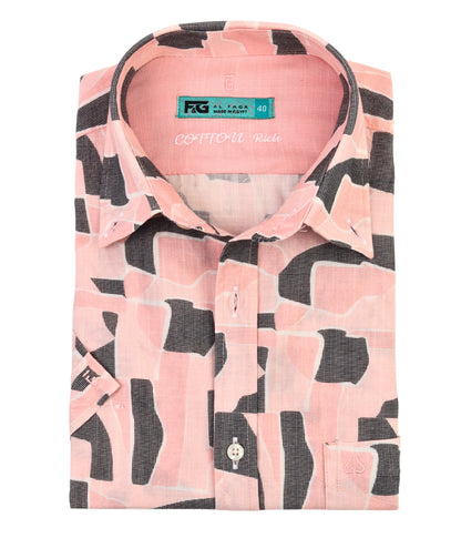 ALFAGR Signature 100% Cotton Pink Printed Shirt