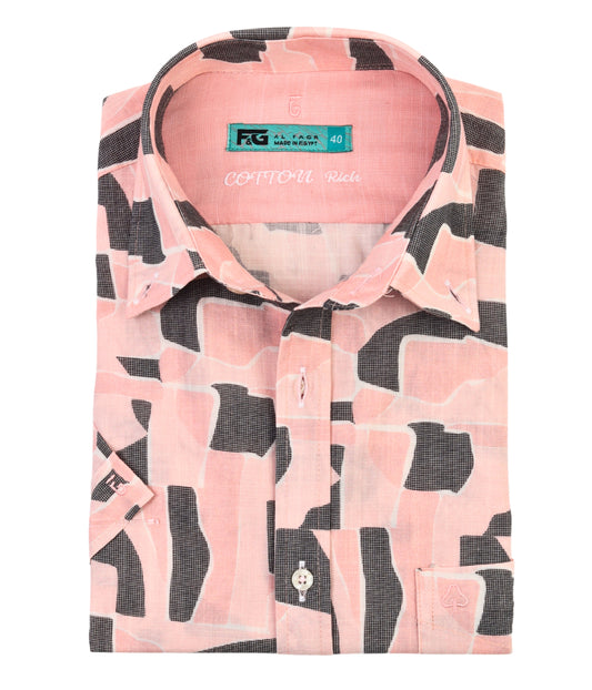 ALFAGR Signature 100% Cotton Pink Printed Shirt