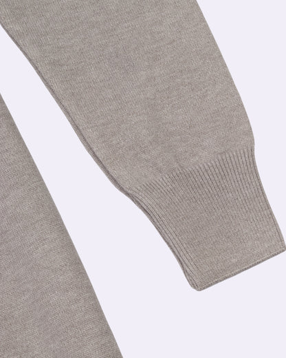 White Grey Trico Pullover Half Zipper