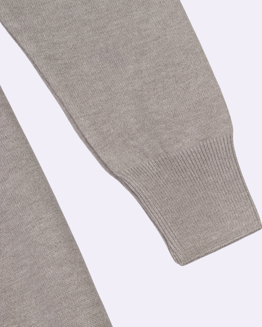 White Grey Trico Pullover Half Zipper