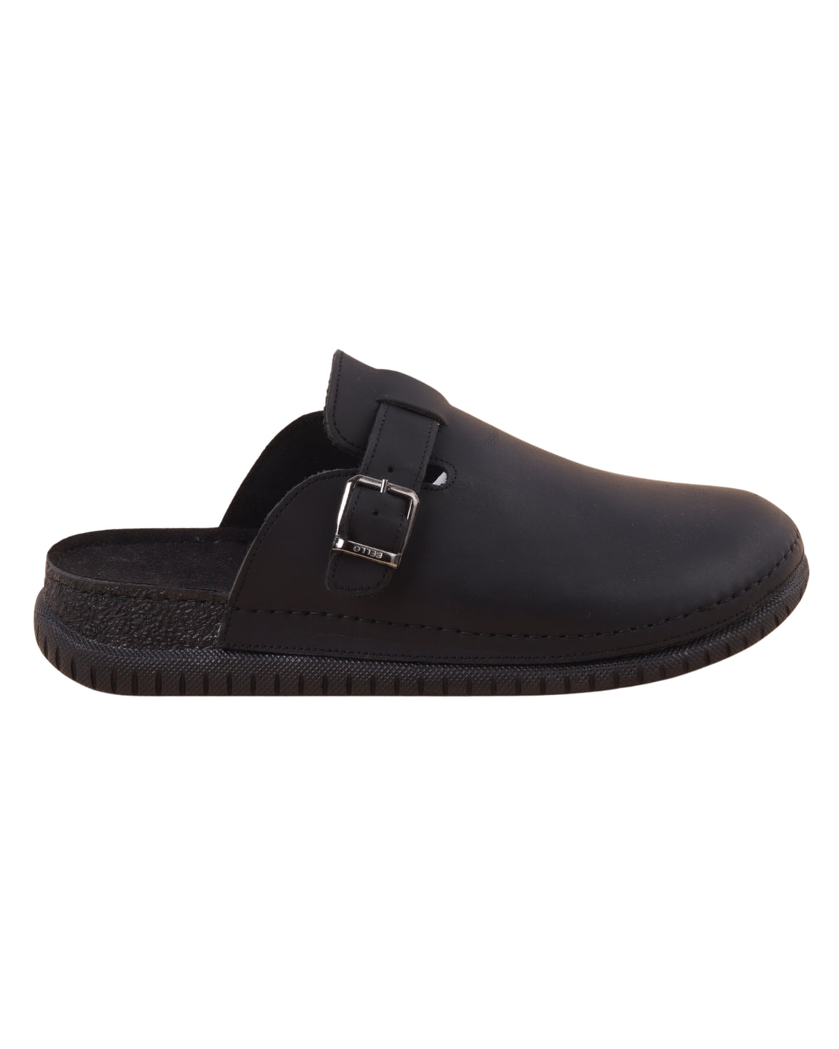 Men’s Black Classic Buckle Slippers