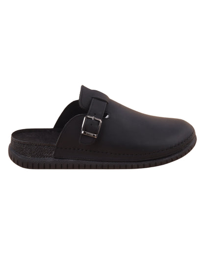 Men’s Black Classic Buckle Slippers