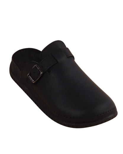 Men’s Black Classic Buckle Slippers