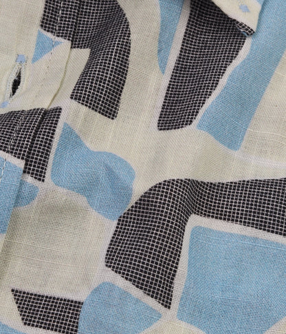 ALFAGR Signature 100% Cotton Blue Abstract Print Short Sleeve Shirt