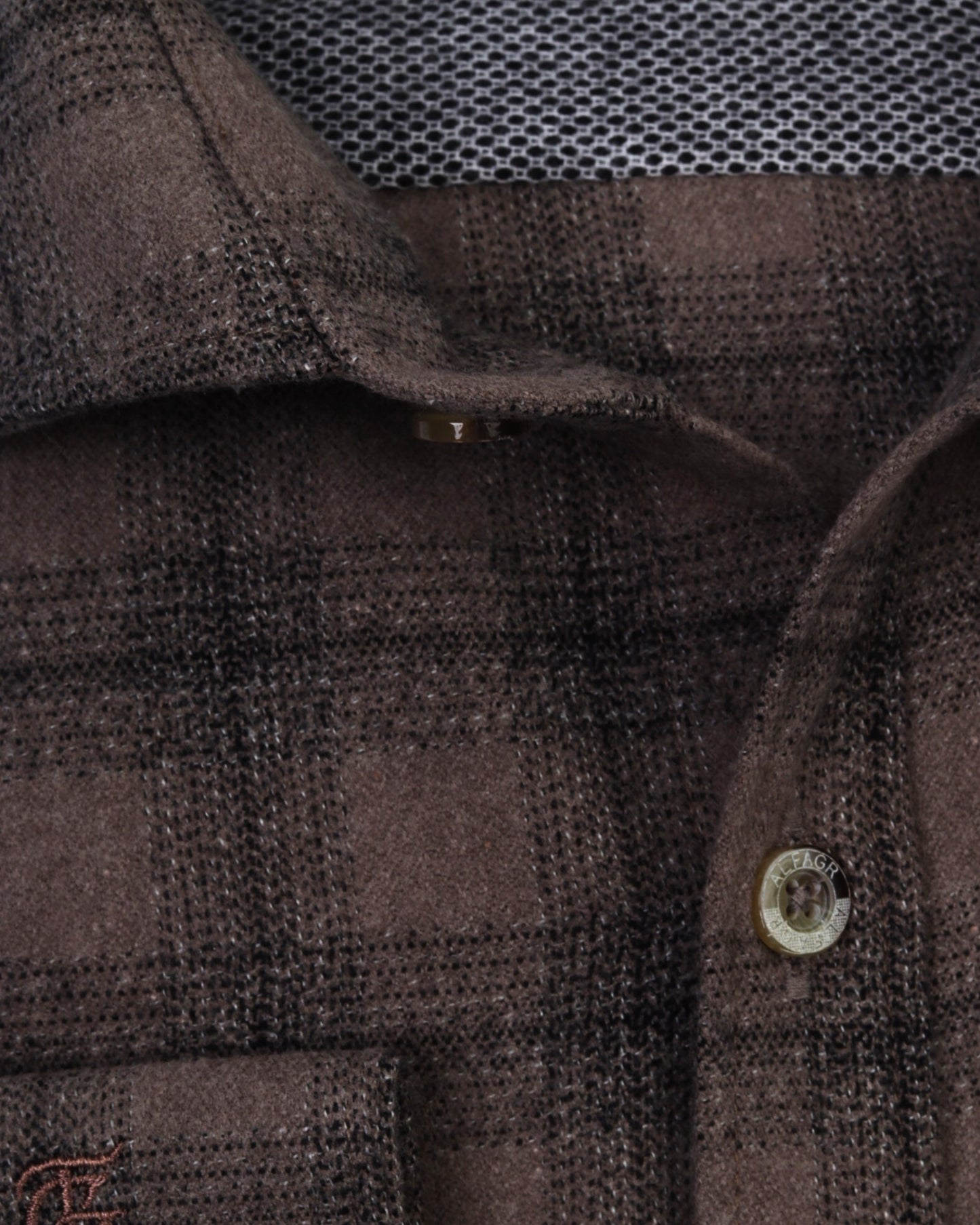 Taupe Brown Wool Shirt - Big Size