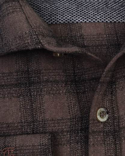 Taupe Brown Wool Shirt - Big Size