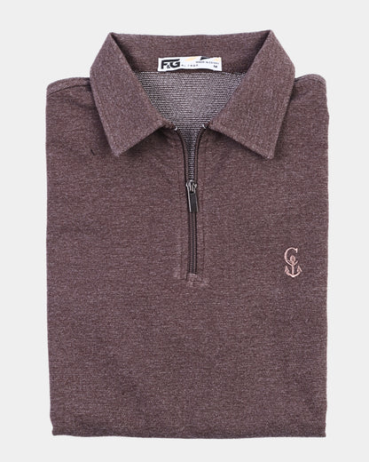 Premium beige Zipper Polo Shirt