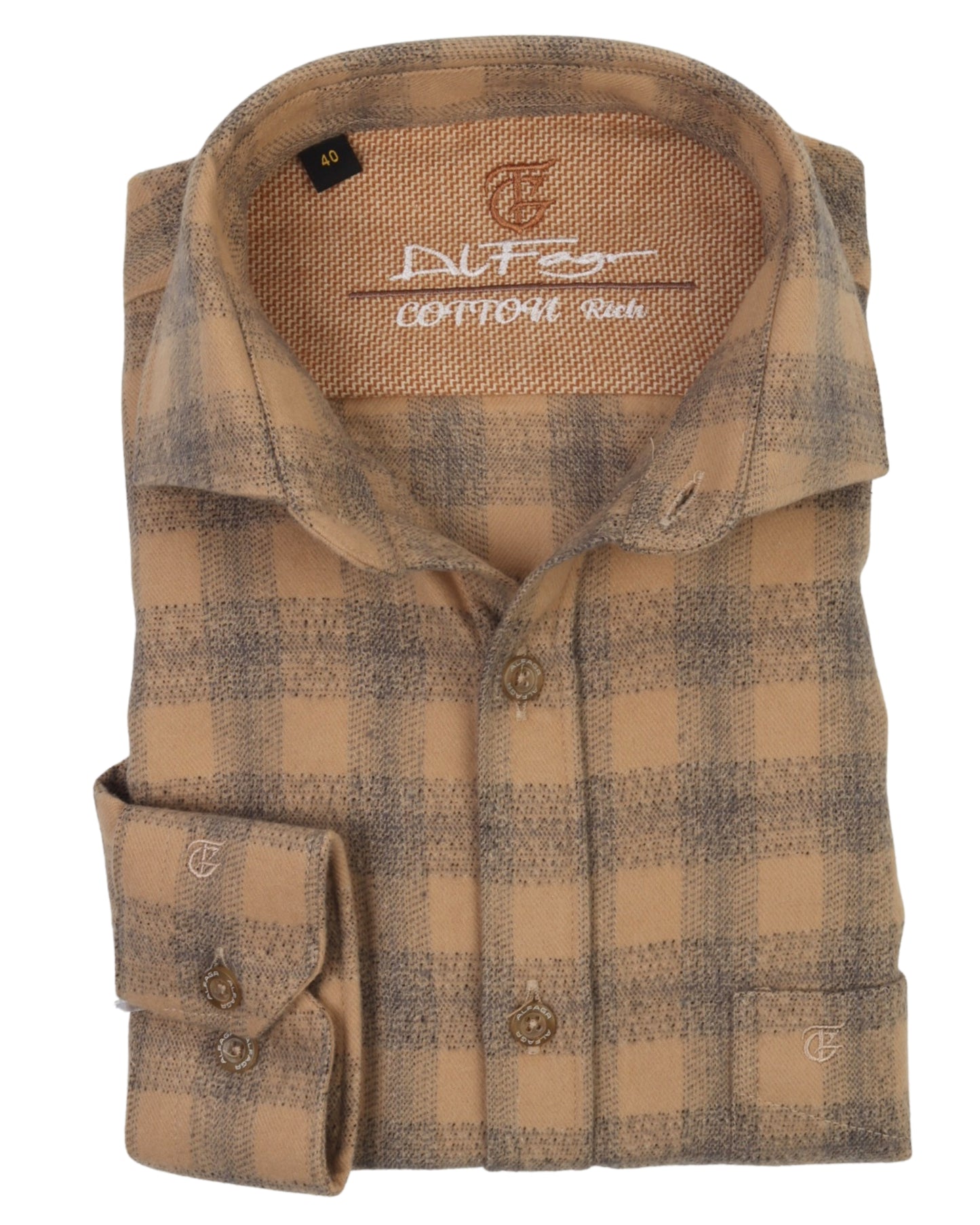 Warm Beige Wool Shirt - Big Size