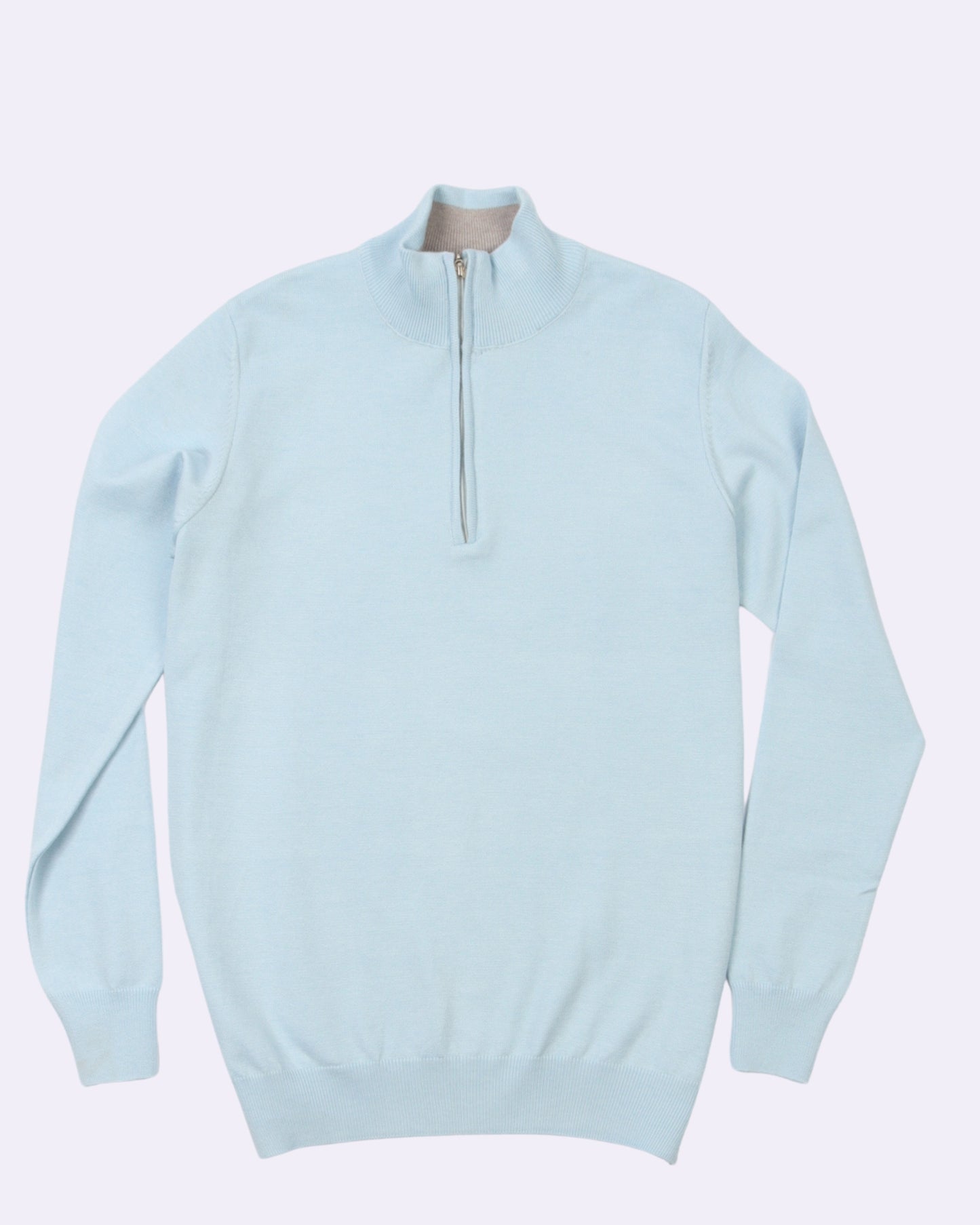 Baby Blue Trico Pullover Half Zipper