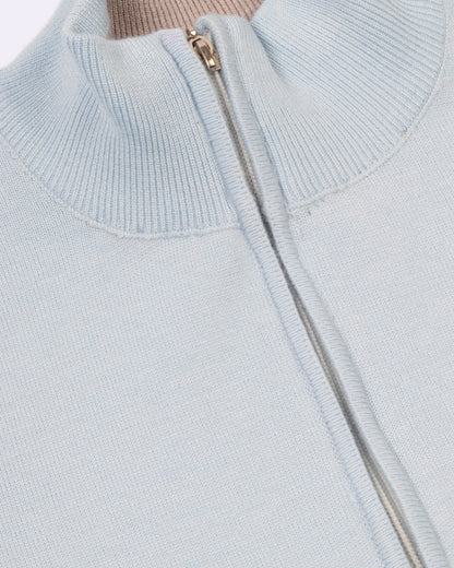 Baby Blue Trico Pullover Half Zipper