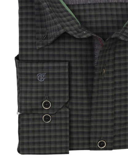 Dark Green Long Sleeve Shirt Pure Cotton - BigSize