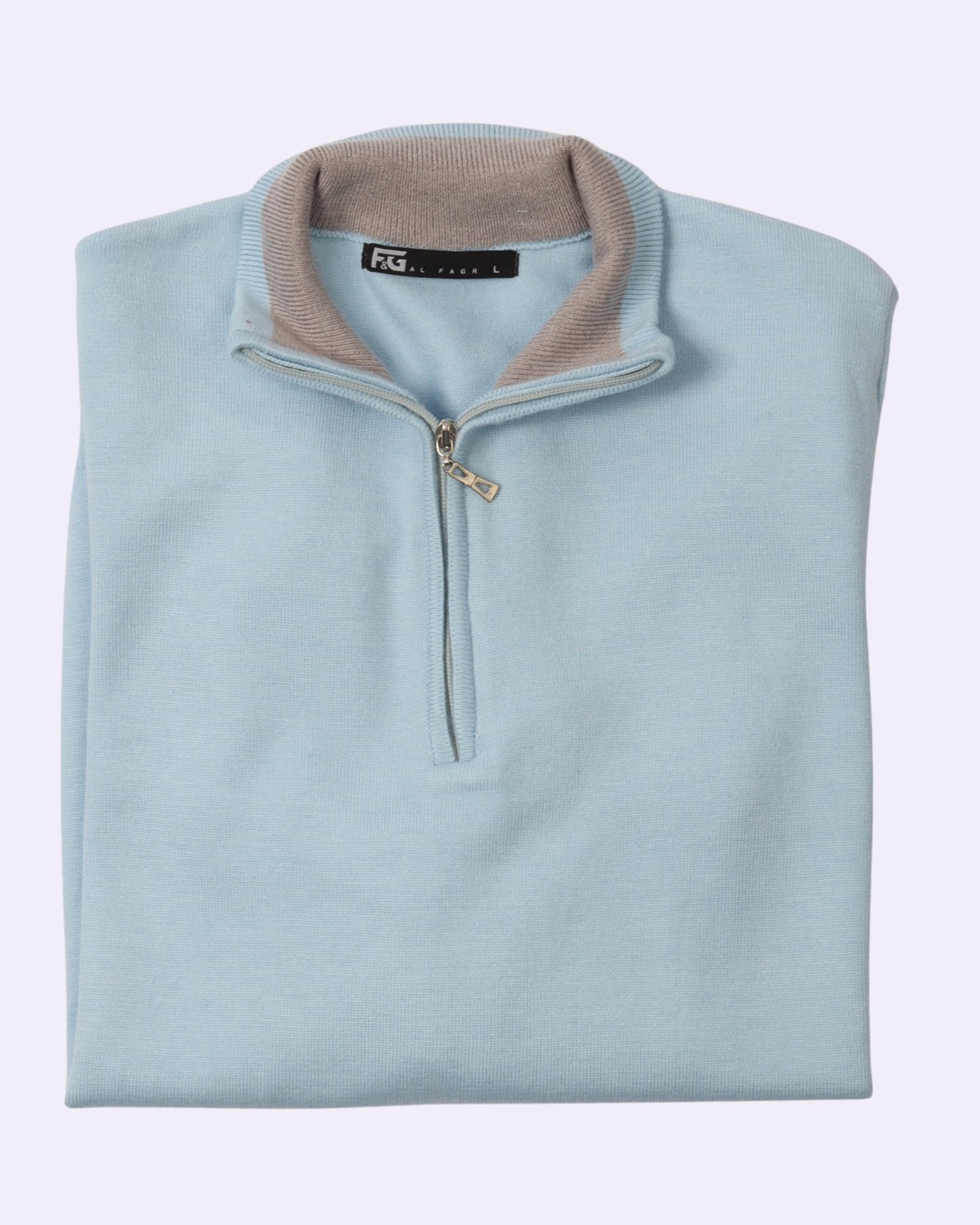 Baby Blue Trico Pullover Half Zipper