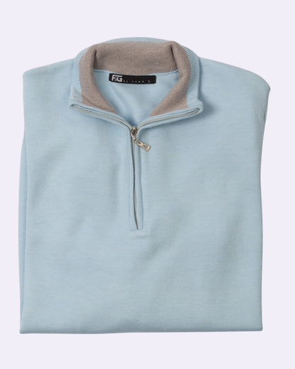 Baby Blue Trico Pullover Half Zipper
