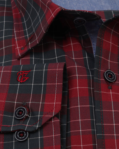 Maroon Long Sleeve Shirt Pure Cotton - BigSize