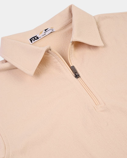 Premium beige Zipper Polo Shirt