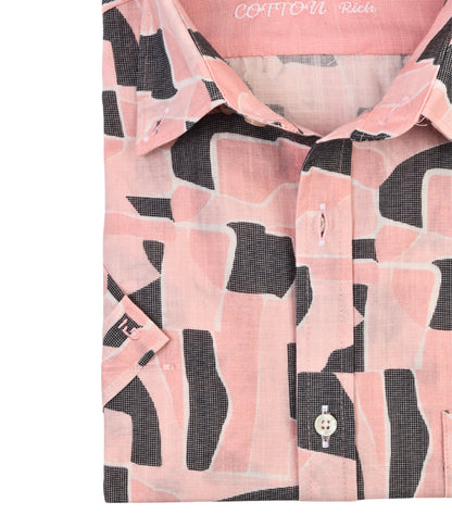 ALFAGR Signature 100% Cotton Pink Printed Shirt