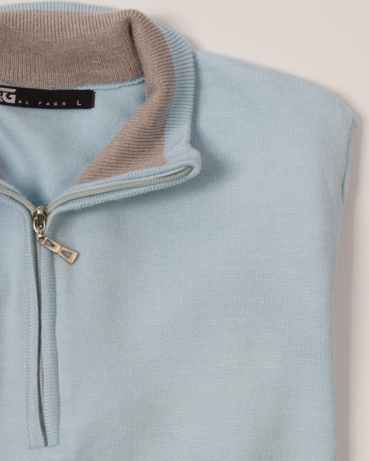 Baby Blue Trico Pullover Half Zipper