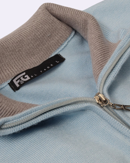 Baby Blue Trico Pullover Half Zipper